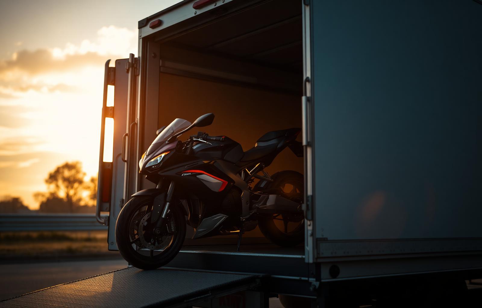 Transport sécurisé d'une moto en camion